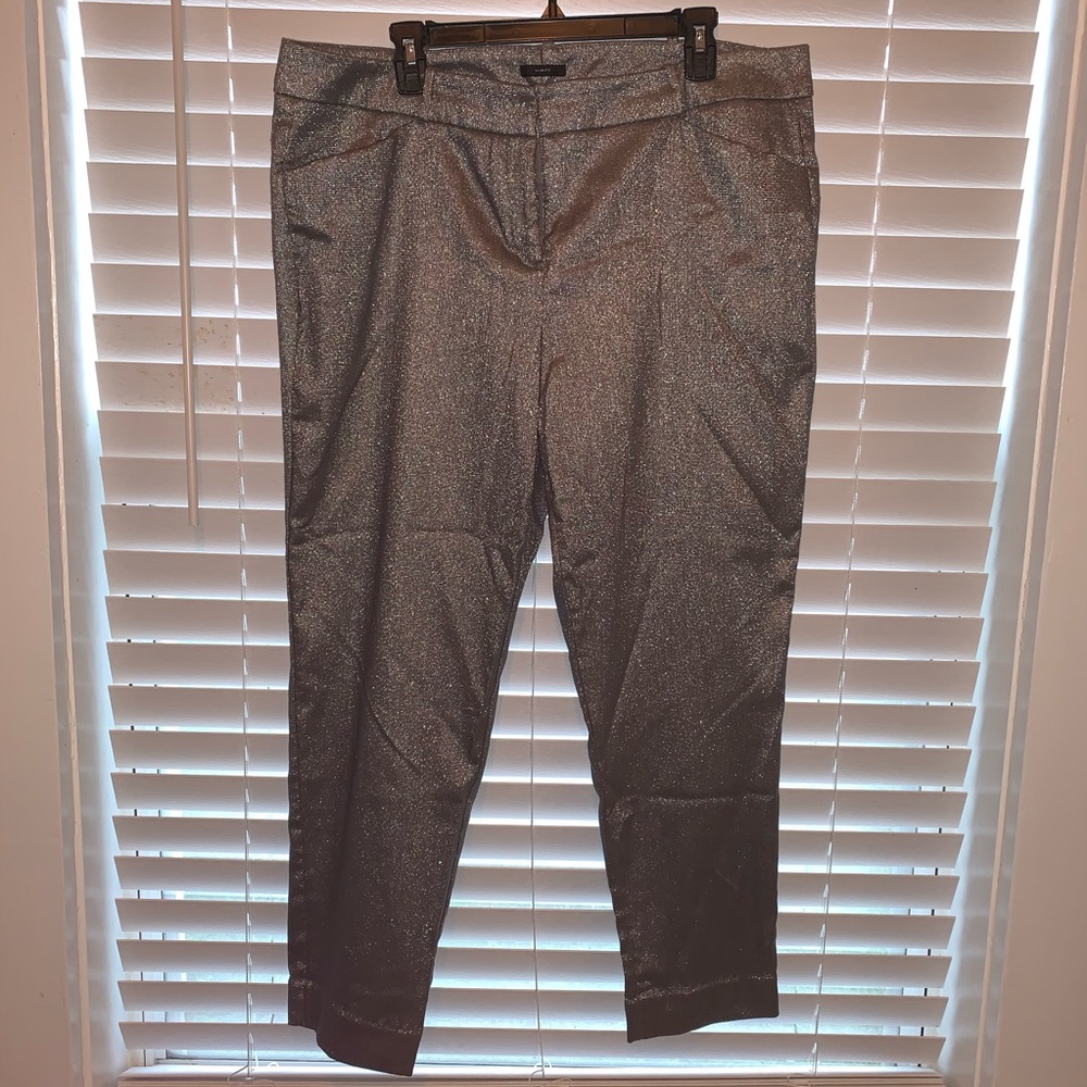 Silver cropped dress pants